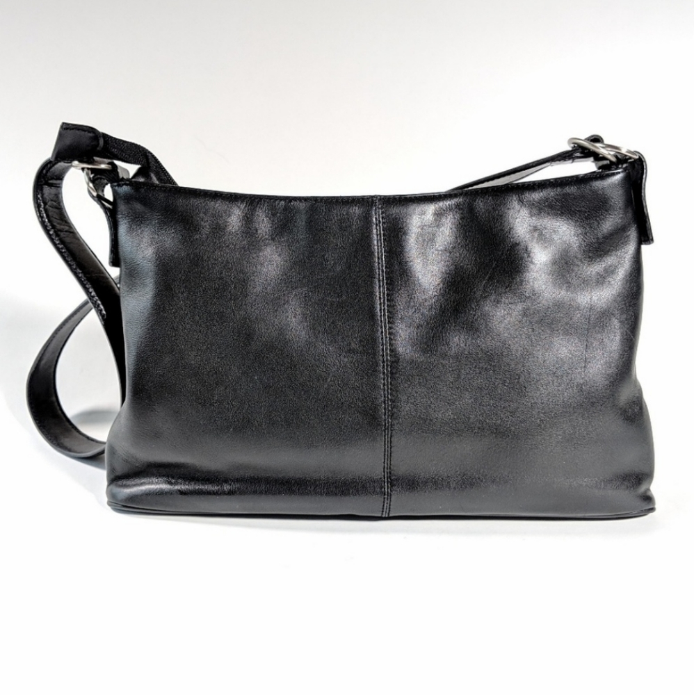 Jones New York Leather Shoulder Bag Classic Career Office Purse Vintage Black